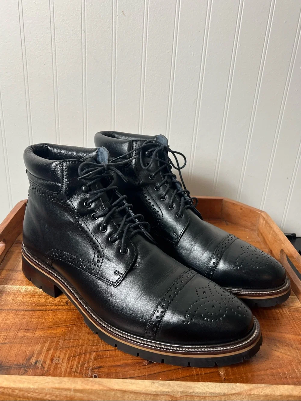 Johnston & Murphy Redding Cap Toe Boots Black size 10.5 M